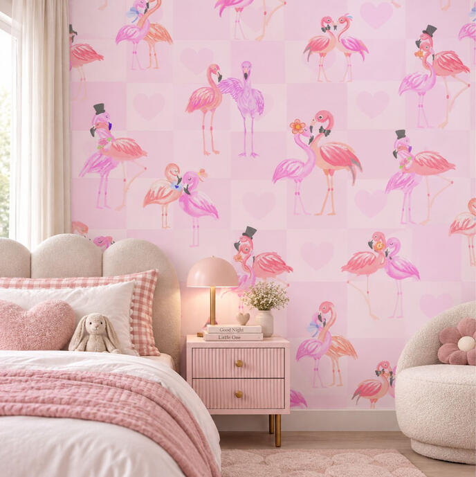 Ft . Flamingo in love in Bedroom Wall